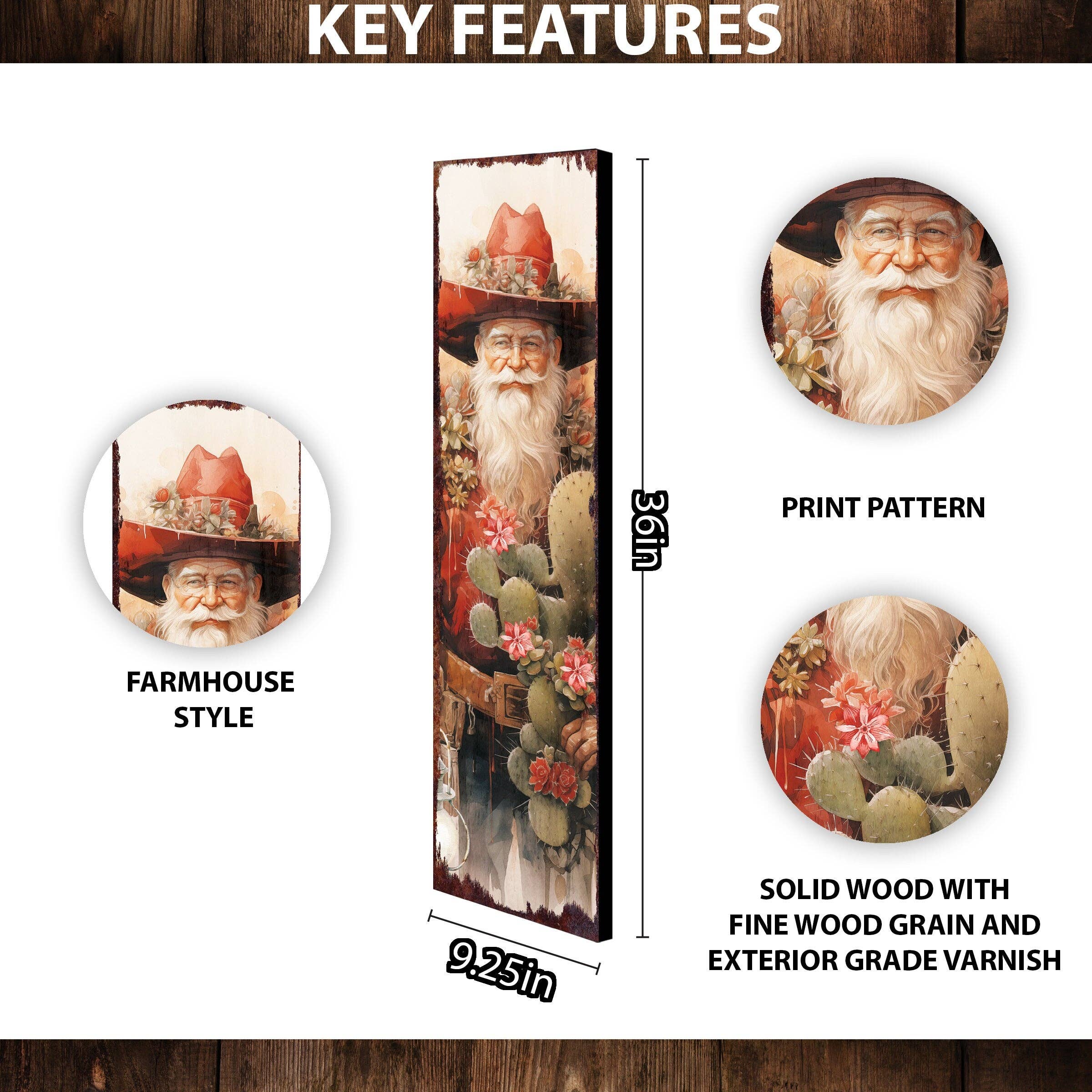 TX USA Corporation – Großhandel Schild für Außenbereich – Cowboy-Weihnachtsmann-Weihnachtsschild für die Veranda | Rustikale Bauernhaus-Willkommensdekoration für draußen1