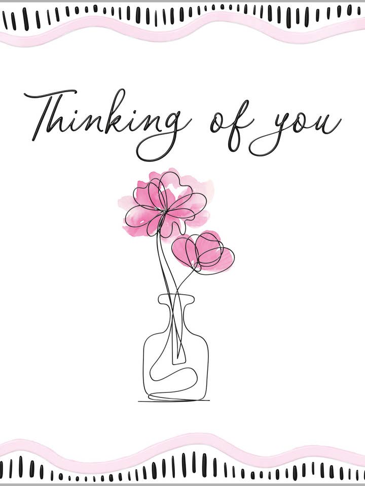 Thinking of You Flower vase for wholesale by Abacus Cards and Clare Maddicott Publications