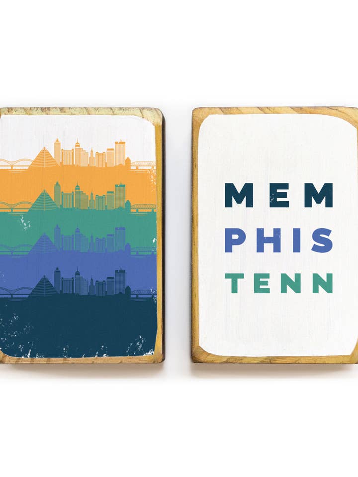 Memphis, Tennessee, Retro Skyline - Sujetalibros para venta al por mayor de ARCHd