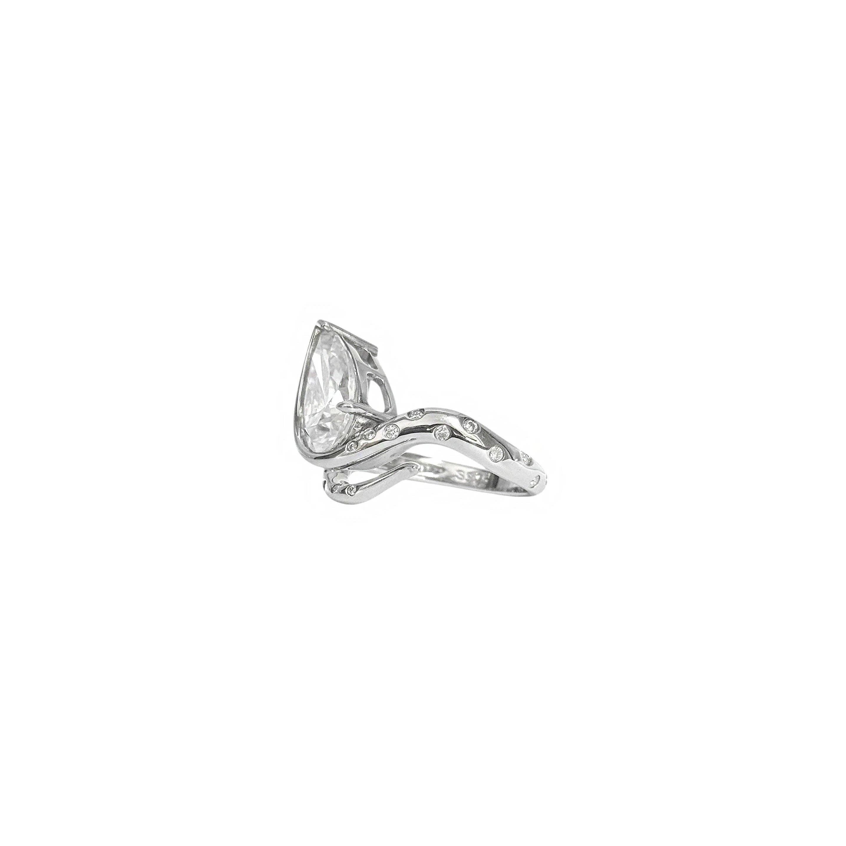 El&Elle - Wholesale Cocktail/Statement Ring - Ouroboros Pear Moissanite Ring - Limited Edition2