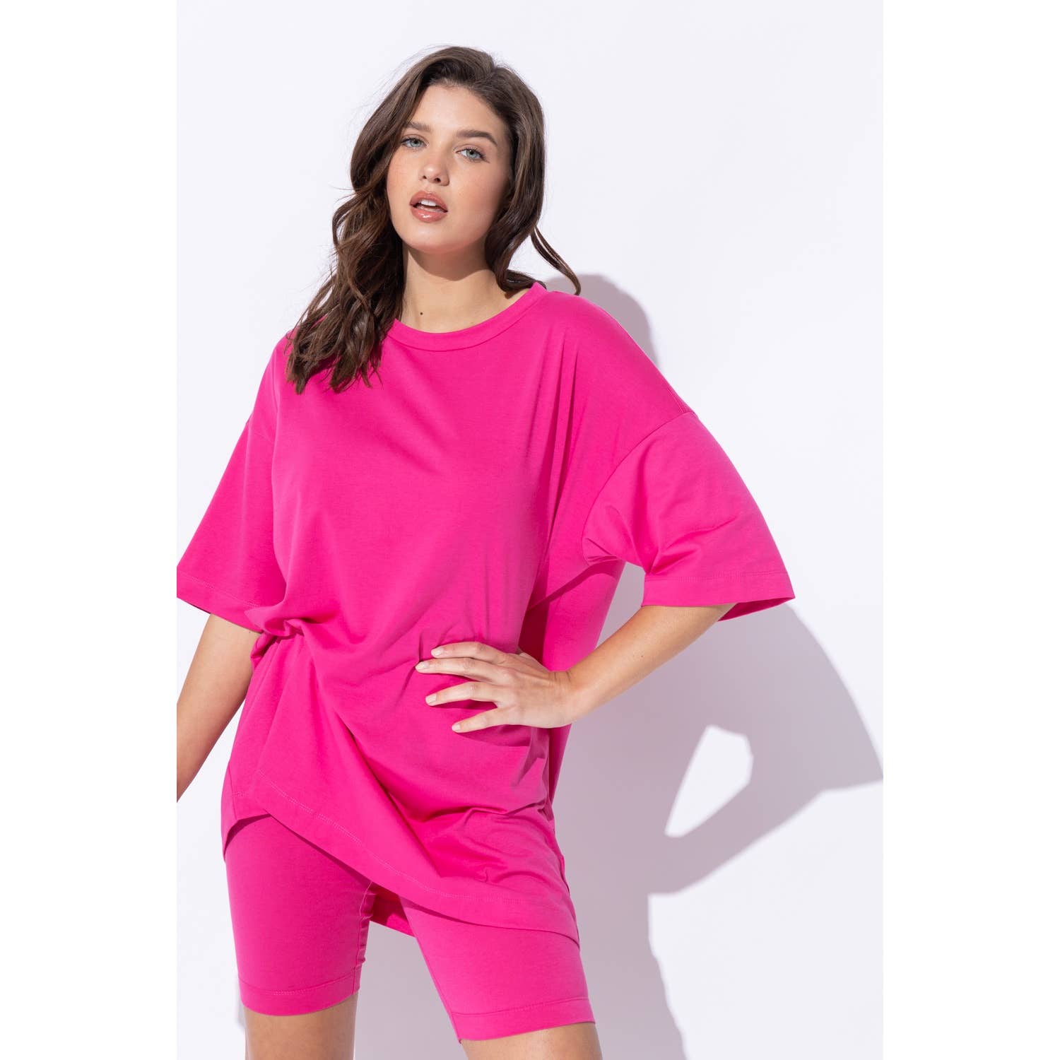 Sweet Generis - Wholesale Lounge Set - Women's - KNIT OVERSIZE TEE SHIRT AN SHORTS CASUAL BIKER SET8