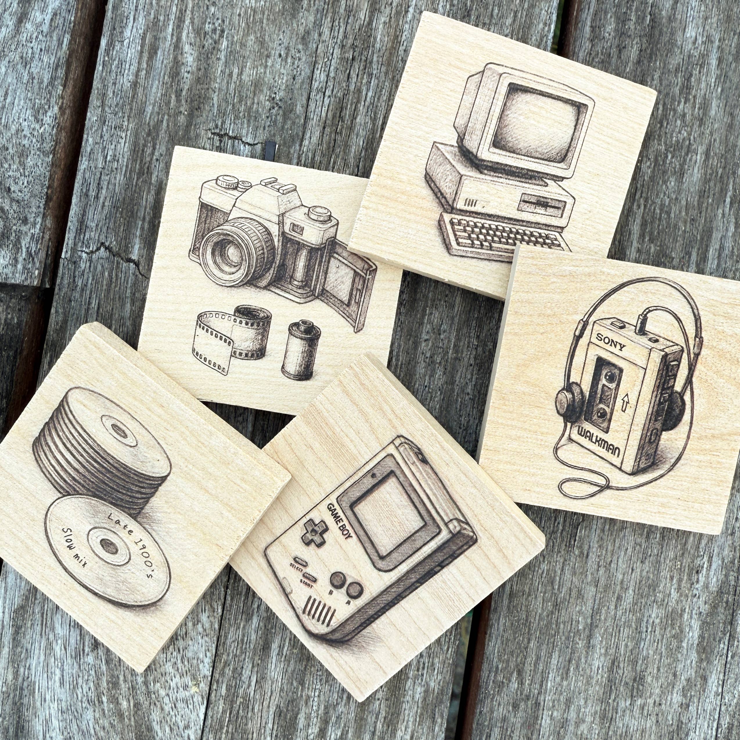 Lancaster Wood Prints - Wholesale Magnet - 2x2 Late 1900's VHS Wood Print Magnet3