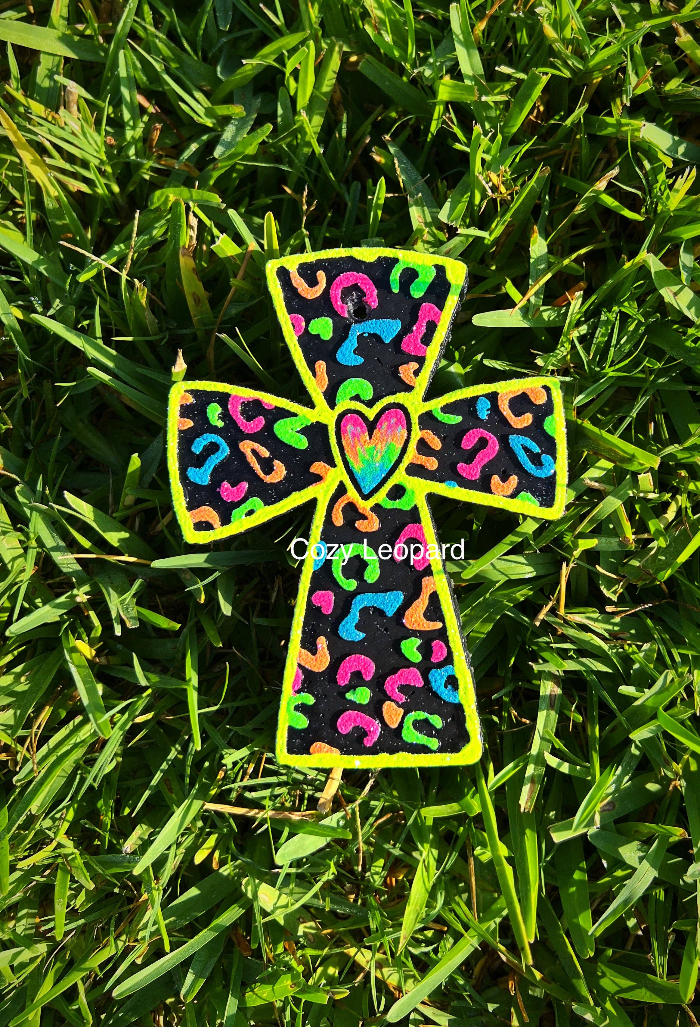 Cozy Leopard Boutique - Wholesale Car Freshener - Women's - Leopard Heart Cross Car Freshie4