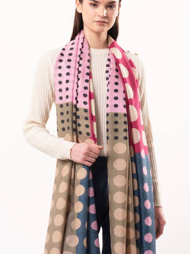 DLUX Futura – Merino Wool Silk Scarf, Spot Check (70x180cm) for wholesale by DLUX Scarves