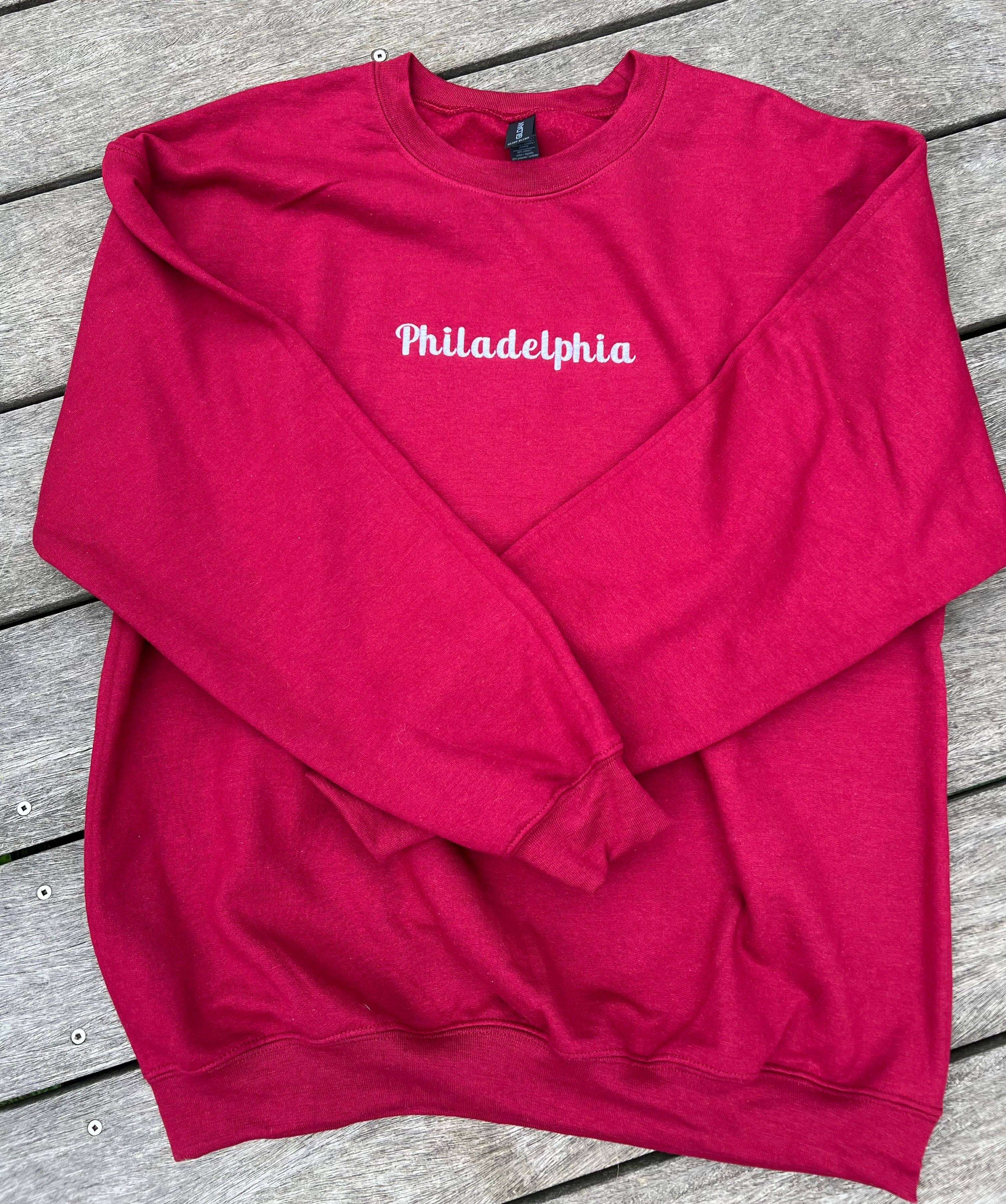 Amanda Rose Thread Co - Wholesale Sweatshirt - Women's - Philadelphia Embroidered Sweatshirt – Available in Green & Red (Copy)1