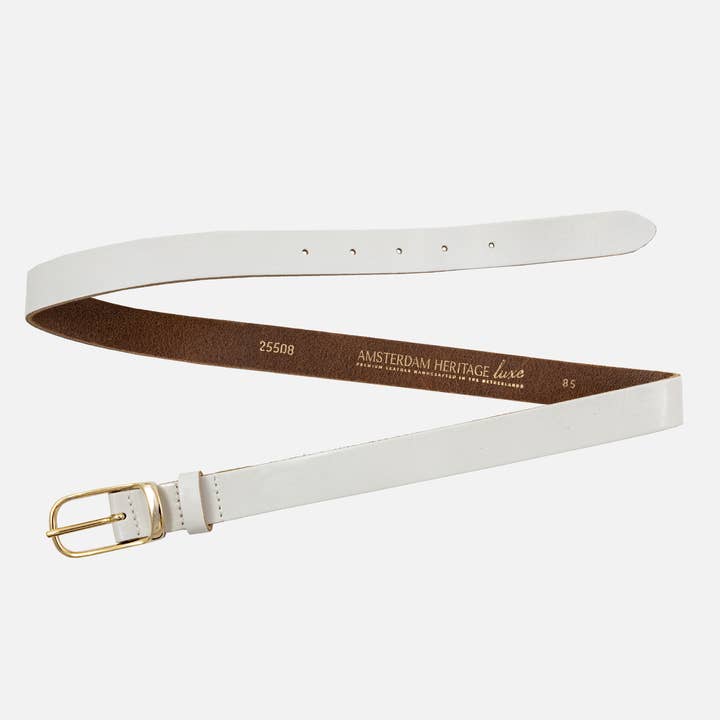 Amsterdam Heritage Leather Belts, Bags, Jackets & Apparel - Wholesale Belt - Women's - Lasse | Gold Buckle Skinny Classic Design Leather Belt Women24