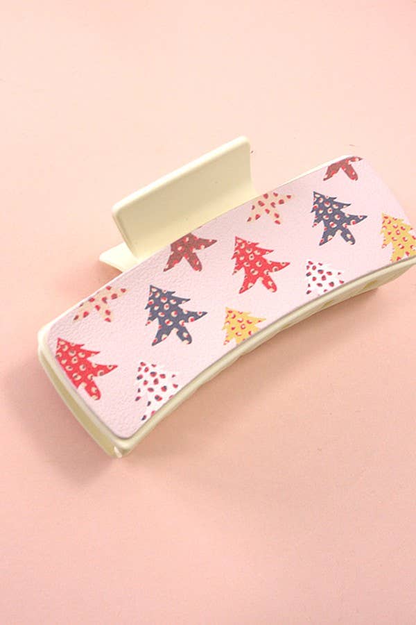 JOSSLYN by wall to wall - Wholesale Hair Clip - Women's - FAUX LEATHER CHRISTMAS HOLIDAY HAIR CLAW PIN | 40H8018