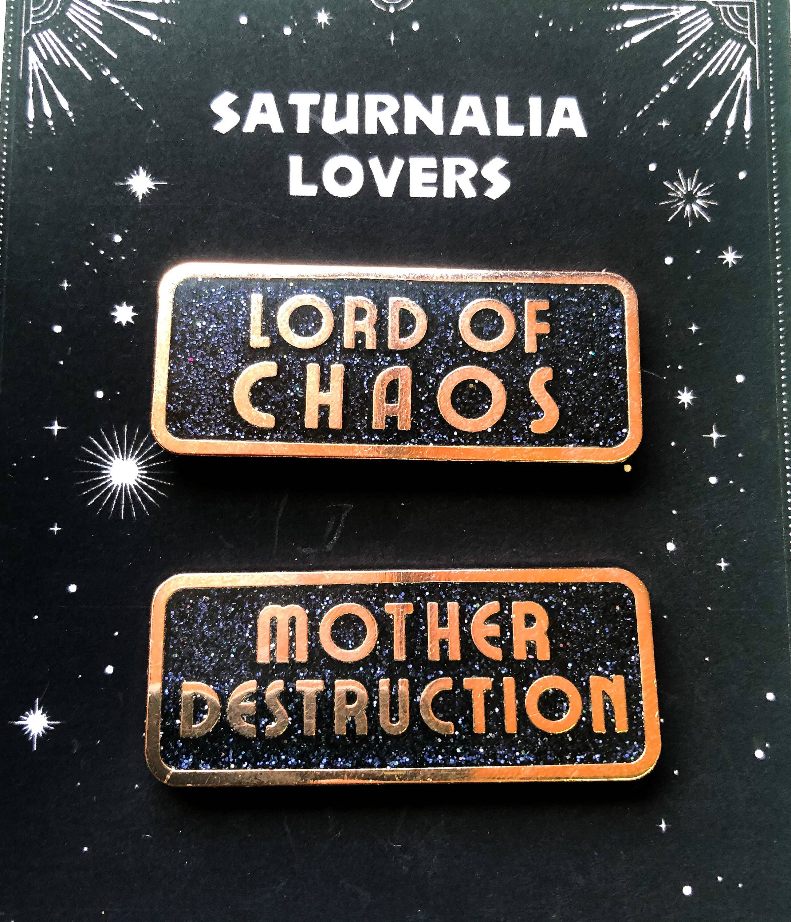 Belle's Books & Candles - Wholesale Lapel pin/button - Saturnalia Lovers Enamel Pin Set | Black Glitter Pin