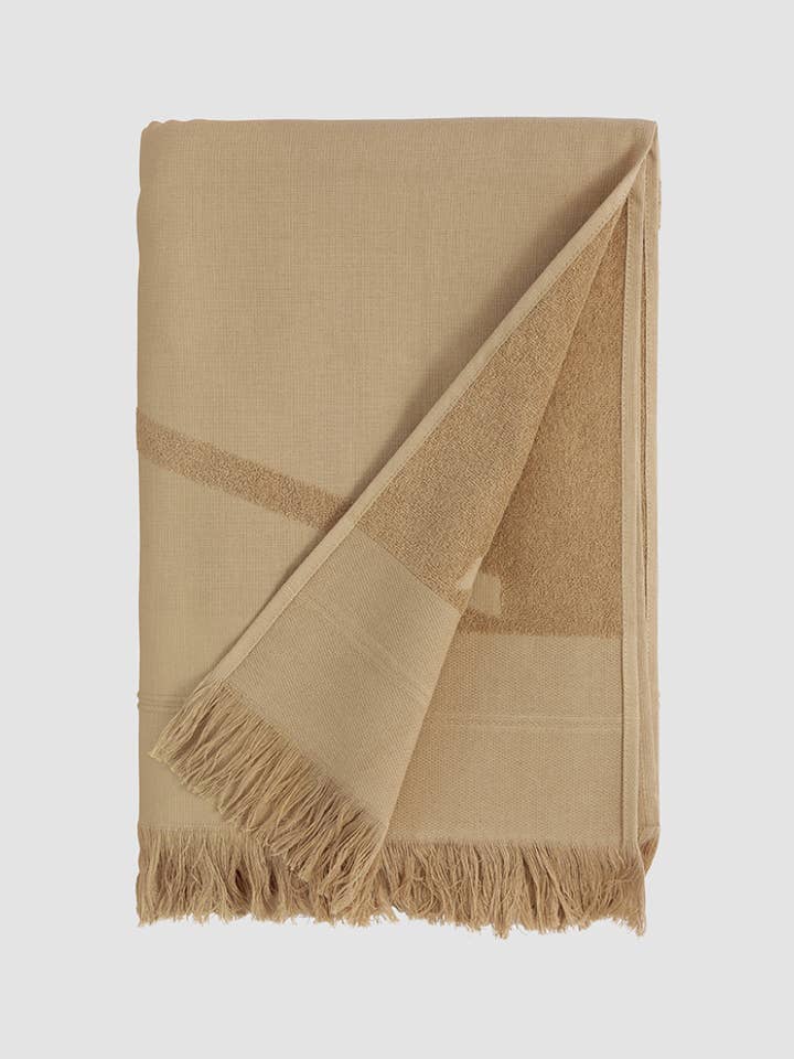 Maxi-Strandtuch in nachhaltiger Frottee-Baumwolle in Kamel / Kamel für den Großhandel von WAY
