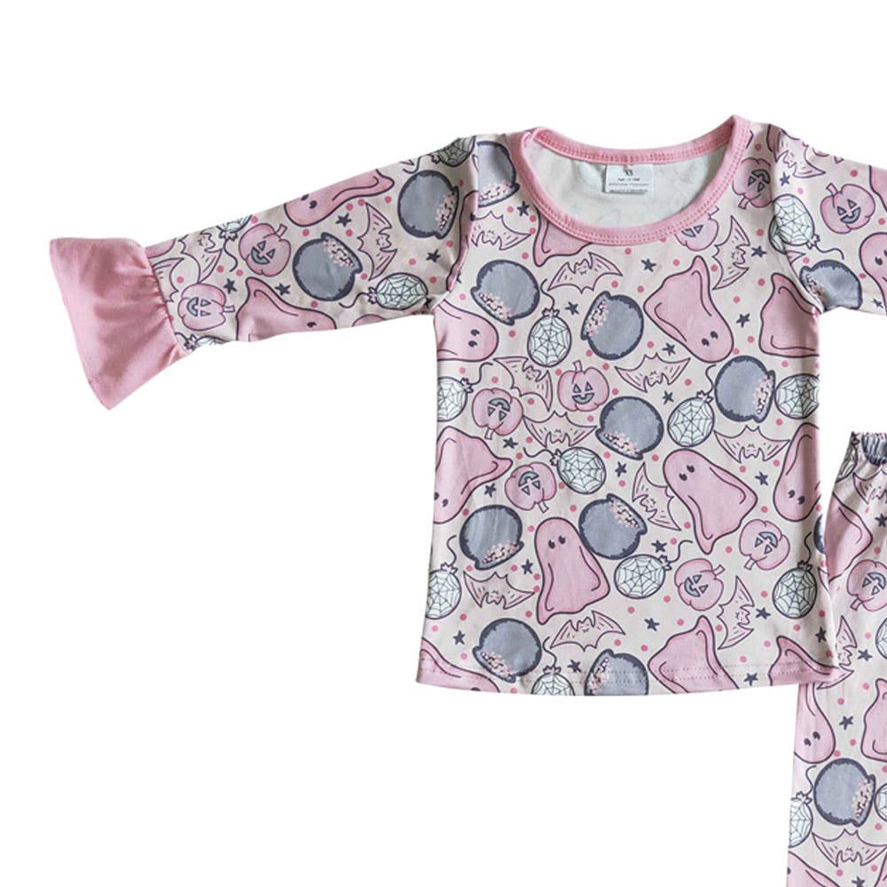 Aier Wholesale - Wholesale Sleepwear Set - Kids - Baby girls Halloween ghost pajamas sleepwear clothes sets3