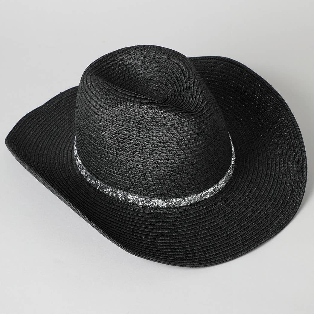 Fashion City – wholesale Cowboyhatt - Dam – Panamahatt cowboy med strå och band av strass9