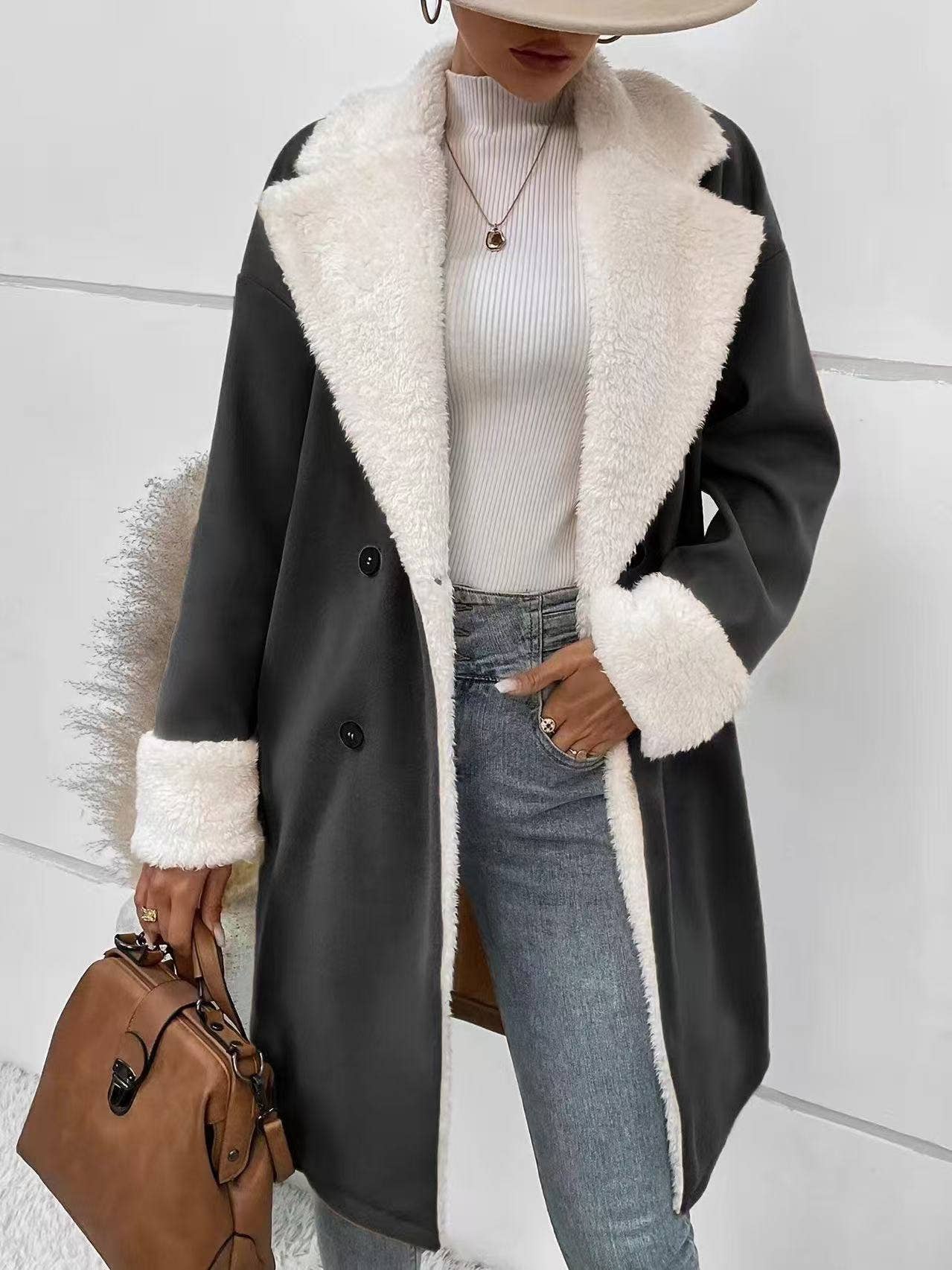 Miss Sparkling - Wholesale Fur/Faux Fur Coat - Women's - Sherpa long coat3