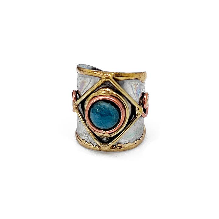Anju Jewelry - Wholesale Cocktail/Statement Ring - 12 Mixed Metal Cuff Rings with Small Stone & Display7