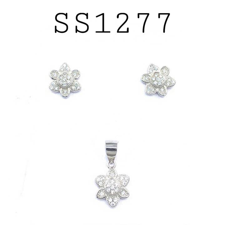 925 Sterling sølv CZ vedhæng & øreringe sæt for engroshandel hos Nisso & Co. NYC Jewelry Wholesale