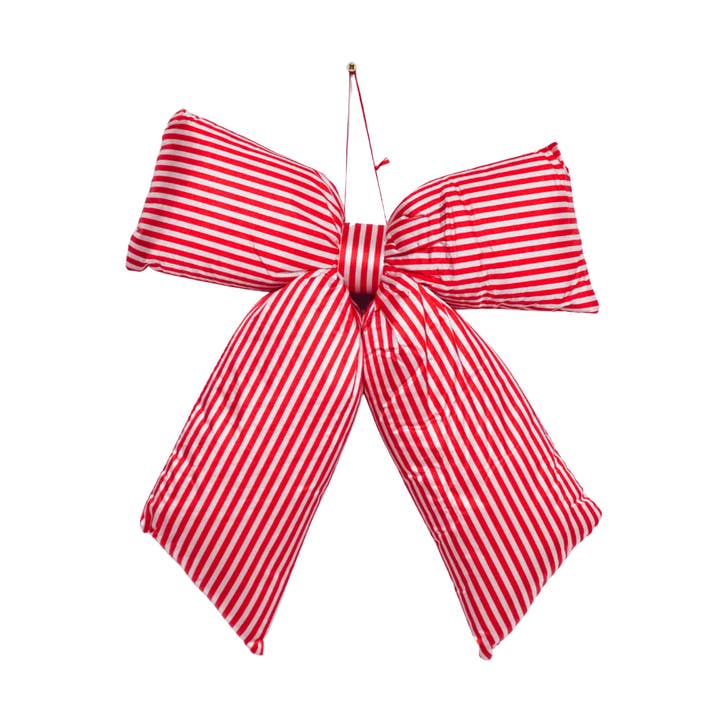 Christmas Decoration - Striped Bow - Red/White - Polyester - 32x40cm for wholesale by Housevitamin bv