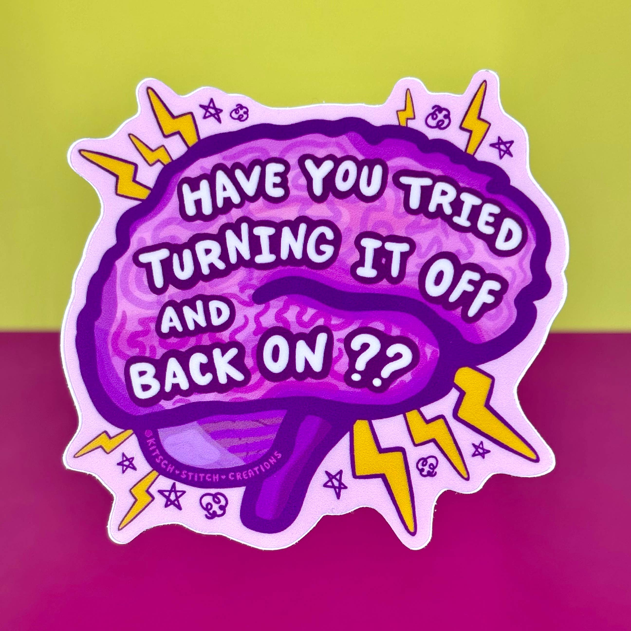 Kitsch Stitch Creations - Vendita all'ingrosso Adesivo - Adesivo in Vinile "Brain Reboot"2