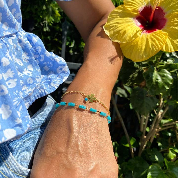 Christina Christi - Wholesale Charm/Dangle Bracelet - Gold Lucky Bracelet, Four Leaf Clover Bracelet, Rosary Brace