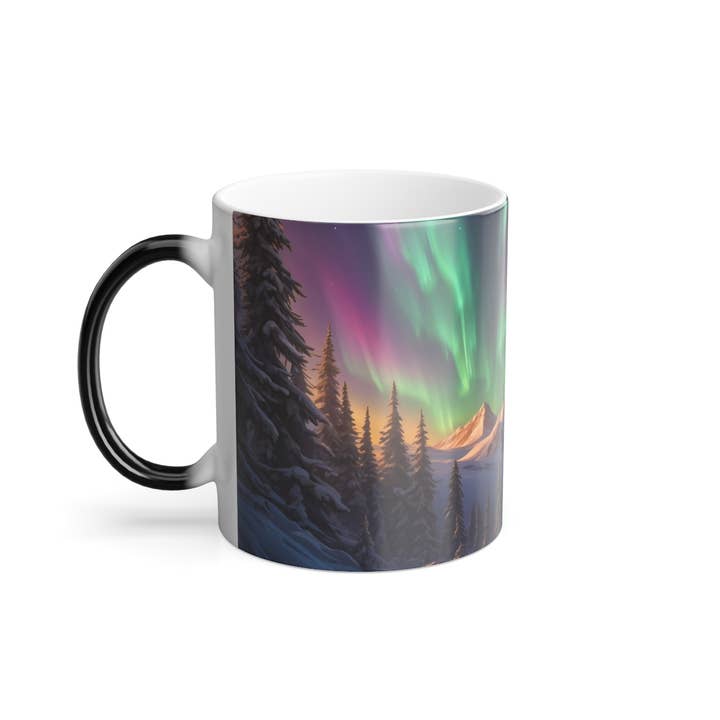 Upside Down Owl Farm - Wholesale Coffee Mug - Color Changing Mug, Northern Lights Mug - Heat Sensitive Mug