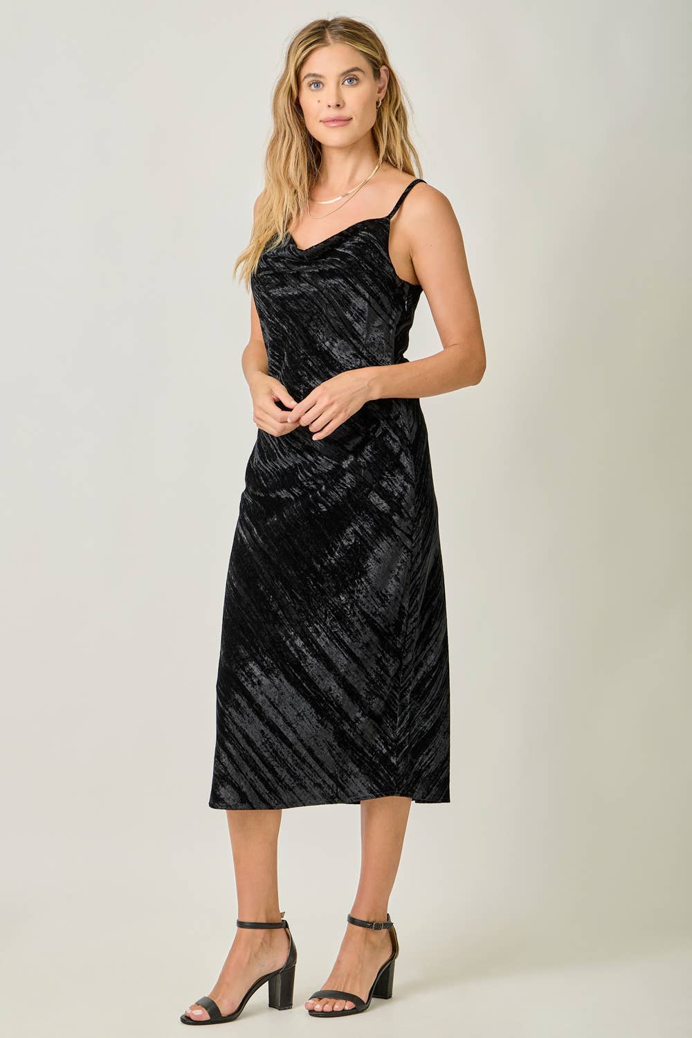 Mystree - Wholesale Dress - Women's - 61297 Cowl Neck Crinkle Velvet Slip Dress10