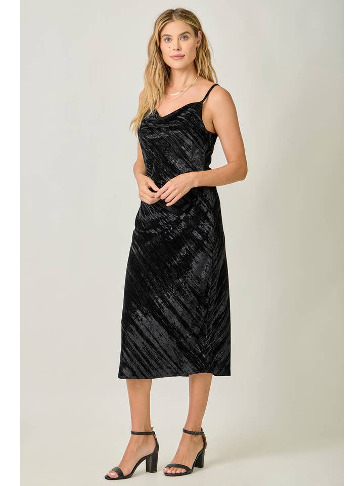 Mystree - Wholesale Dress - Women's - 61297 Cowl Neck Crinkle Velvet Slip Dress10