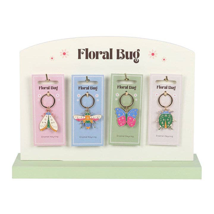 Something Different Wholesale – wholesale Keychain – Women's – Set of 24 Floral Bug Keyrings on Display1