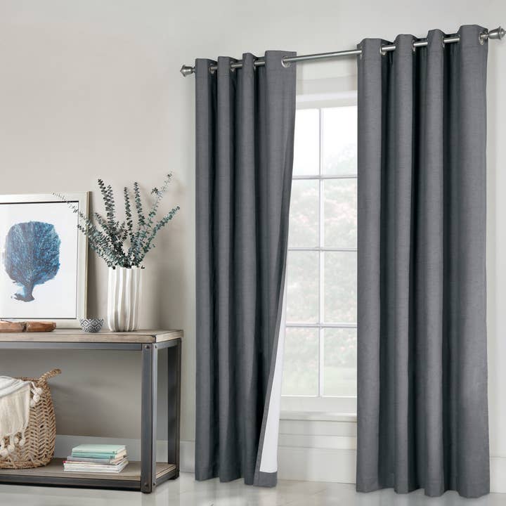 Ventura Blackout Grommet Curtain Pair each 52 x 63 Dark Grey for wholesale by Commonwealth Home Fashions