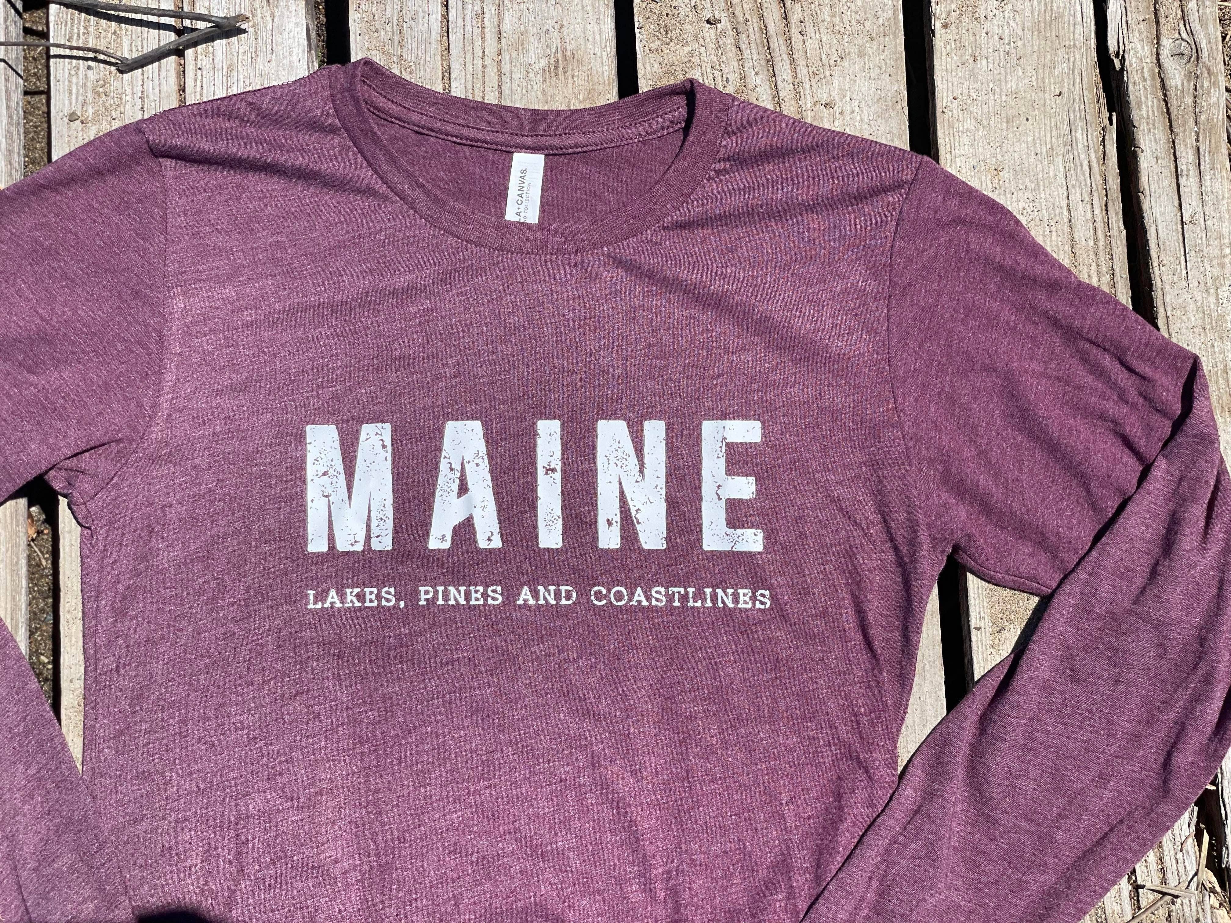 Reclaimed Maine Co. - Wholesale Screen Printed T-Shirt - Women's - MAINE Long Sleeve T-Shirt | Maine Apparel2