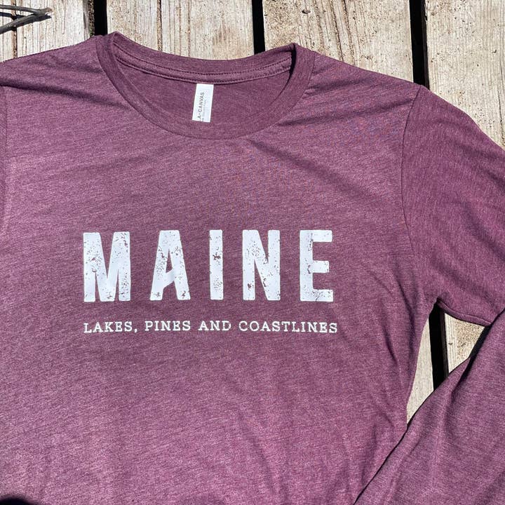 Reclaimed Maine Co. - Wholesale Screen Printed T-Shirt - Women's - MAINE Long Sleeve T-Shirt | Maine Apparel2