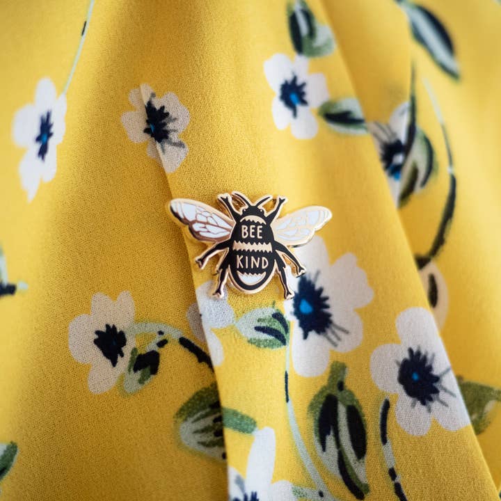 The Black Pug Press - Wholesale Lapel Pin/Button - Bee Kind Enamel Pin