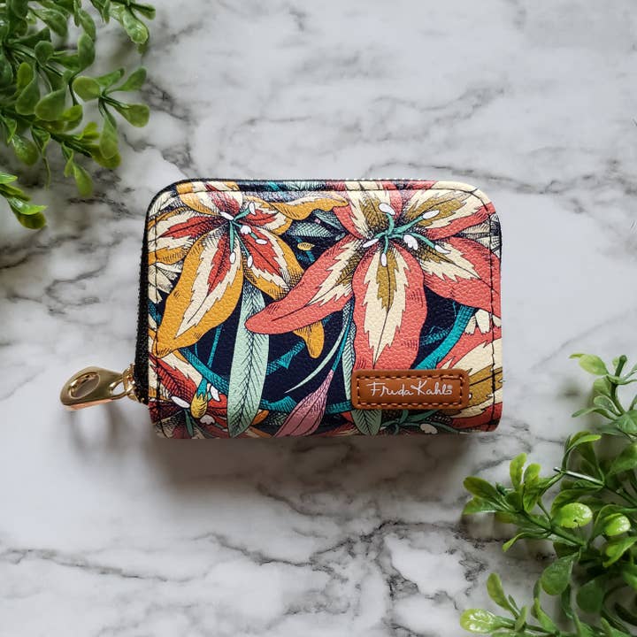 Monarque - Vente Portefeuille – femme - Portefeuille zippé Frida Kahlo™ Tiger Lilies