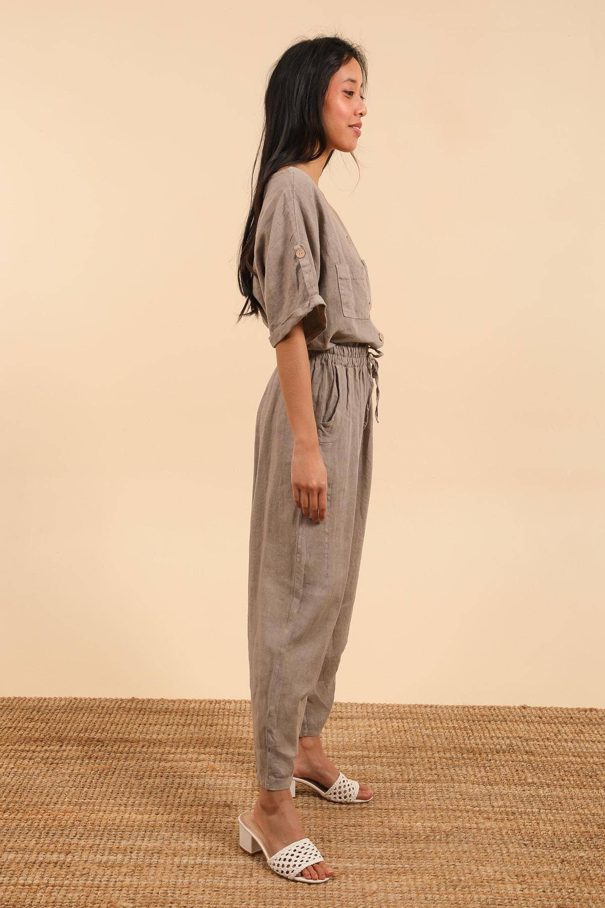 la maison des fibres naturelles – Großhandel Hose – Damen – Leinenhose mit Taschen 6522 100%Leinen12