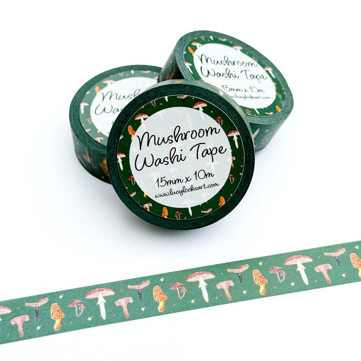 Green Mushroom Washi Tape for wholesale by Lucy Locks Art