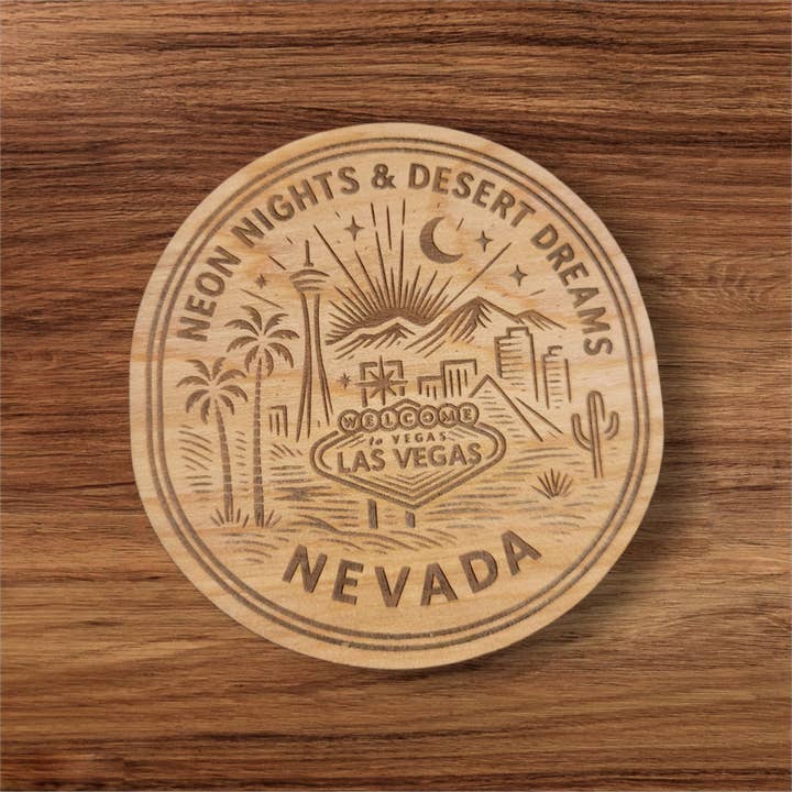 Ellie Joe Design Co - Wholesale Magnet - Nevada Wood Magnet – State Magnet Gift | 5 Desert & City Designs to Choose From2