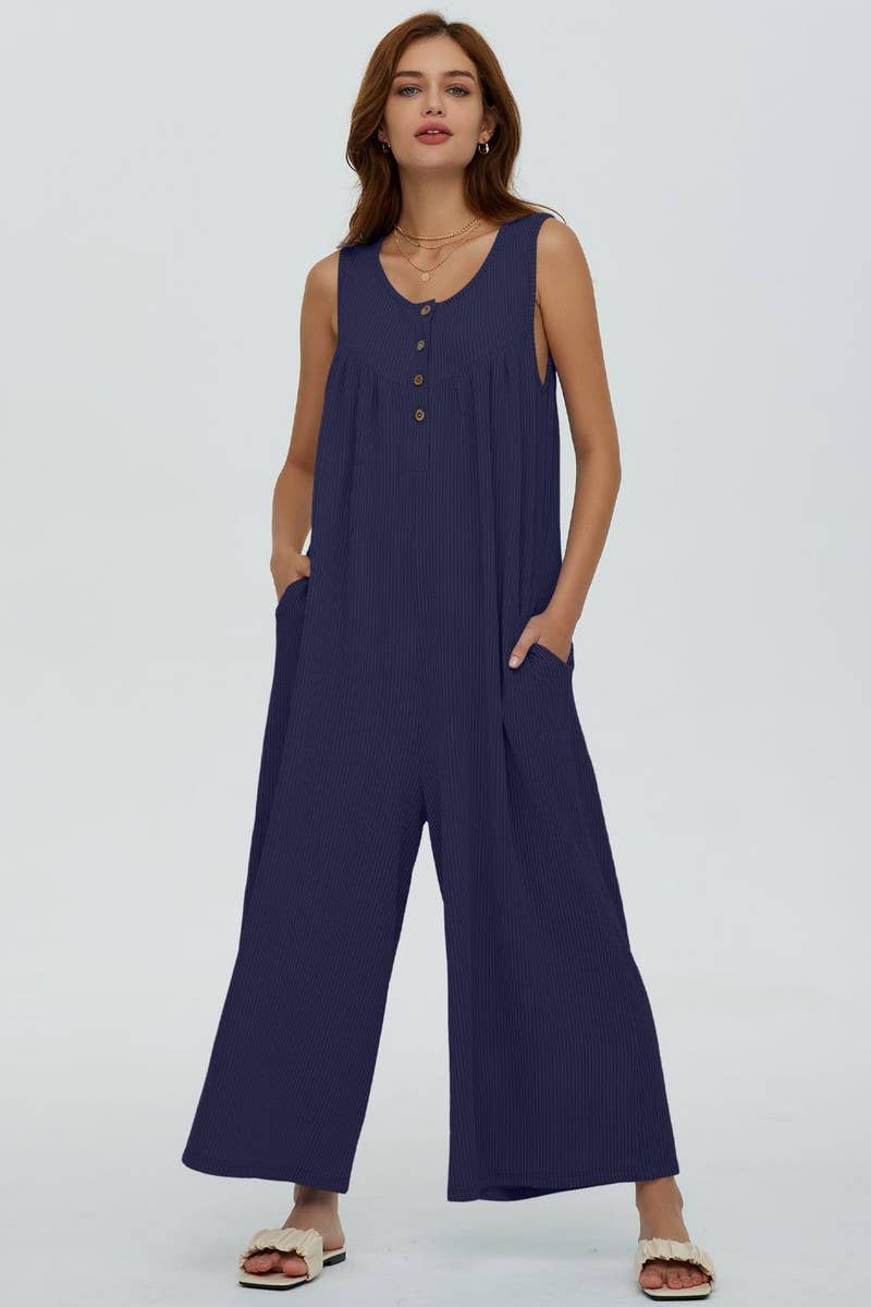 NINEXIS - Wholesale Jumpsuit - Women's - CWSJS0720_SOLID COLOR CASUAL LOOSE POCKET JUMPSUIT7