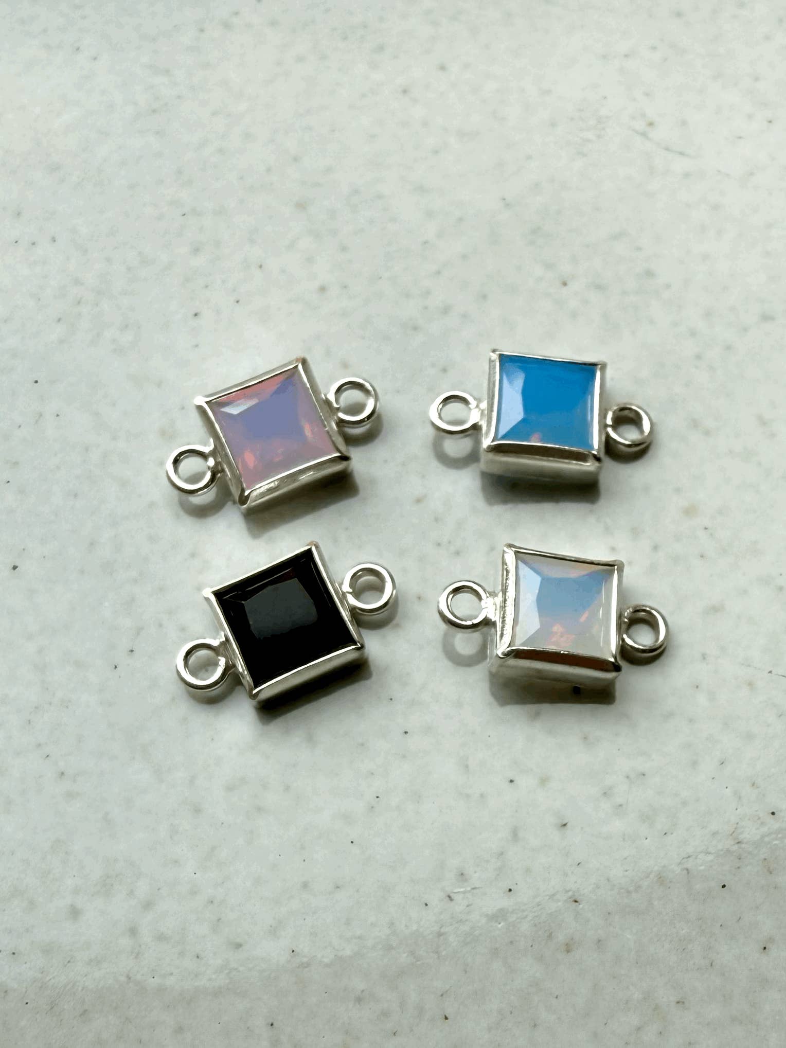 The Charm Gal – wholesale Individual charm/pendant – Sterling Silver Square Connectors