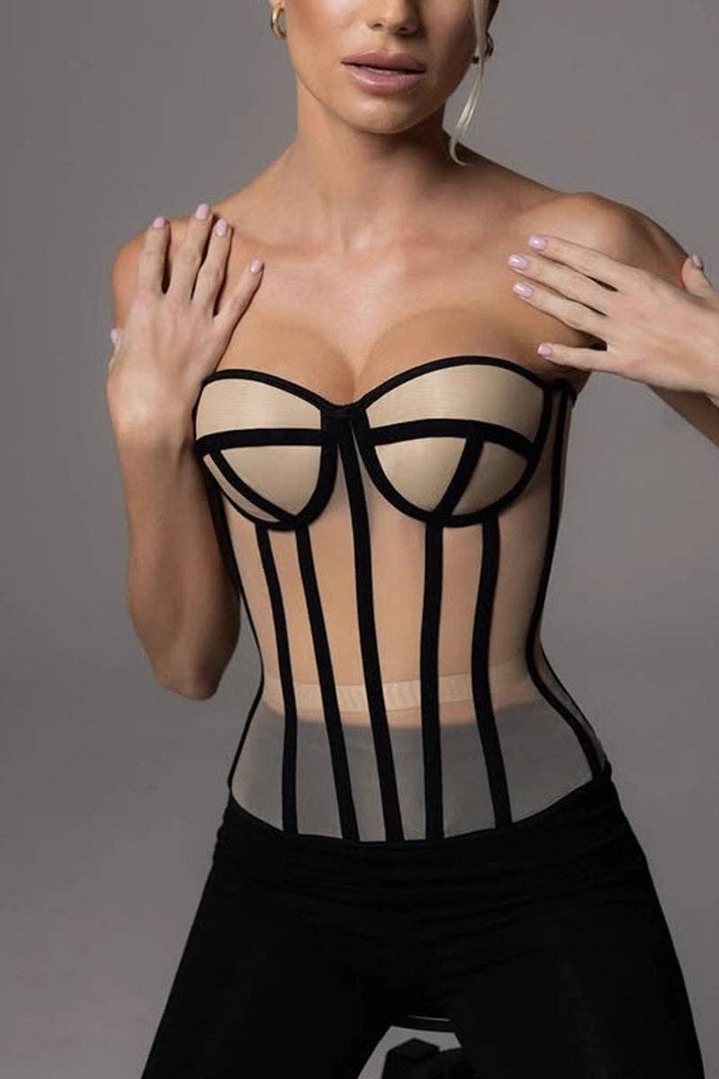 BEIGE Top Camiseta Bustier Sin Tirantes de venta al por mayor en Faire0