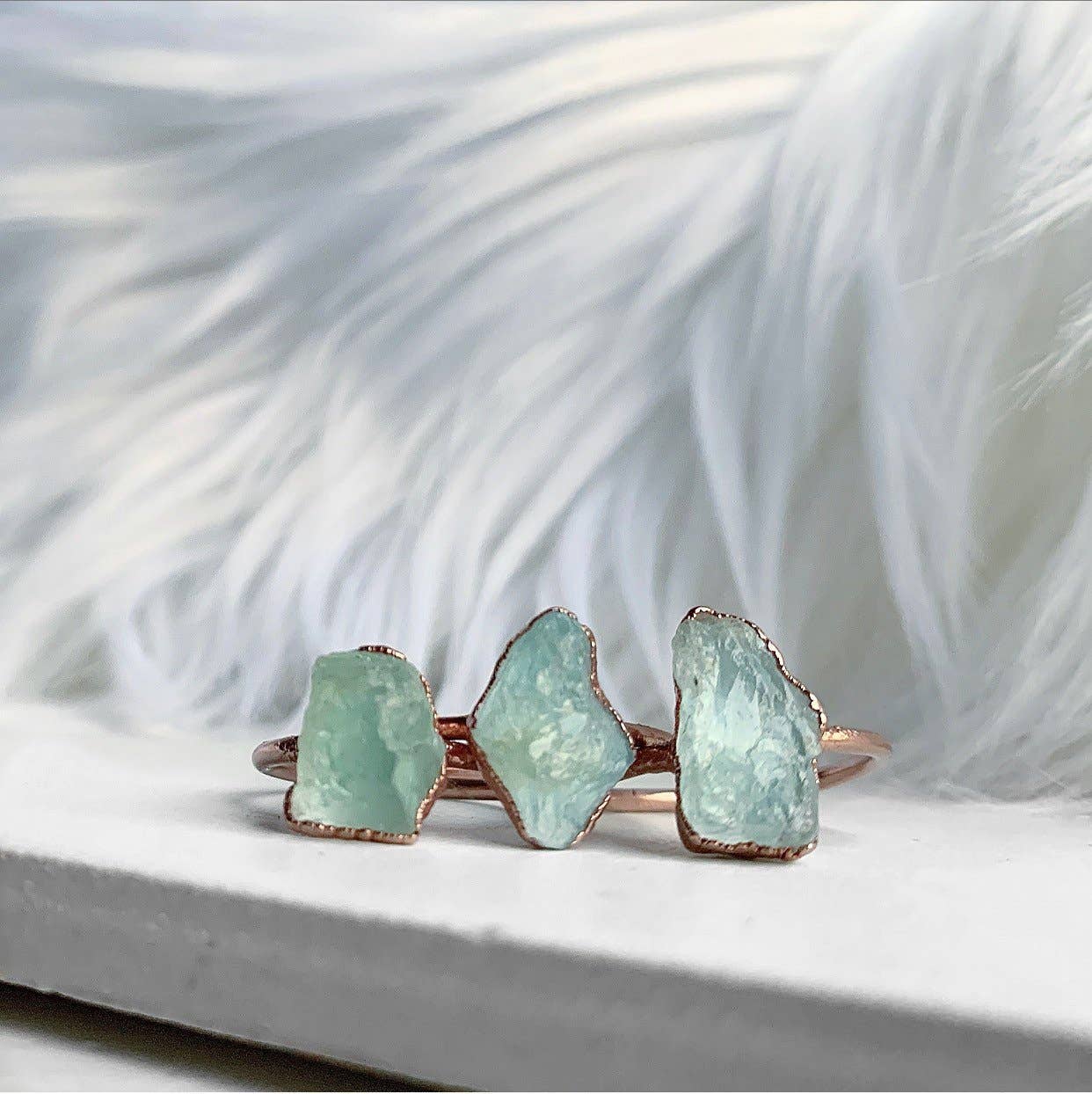 Buddha Blossom Jewels – Anel de cocktail/declaração por atacado – Anel Aquamarine em Cru em Cobre3