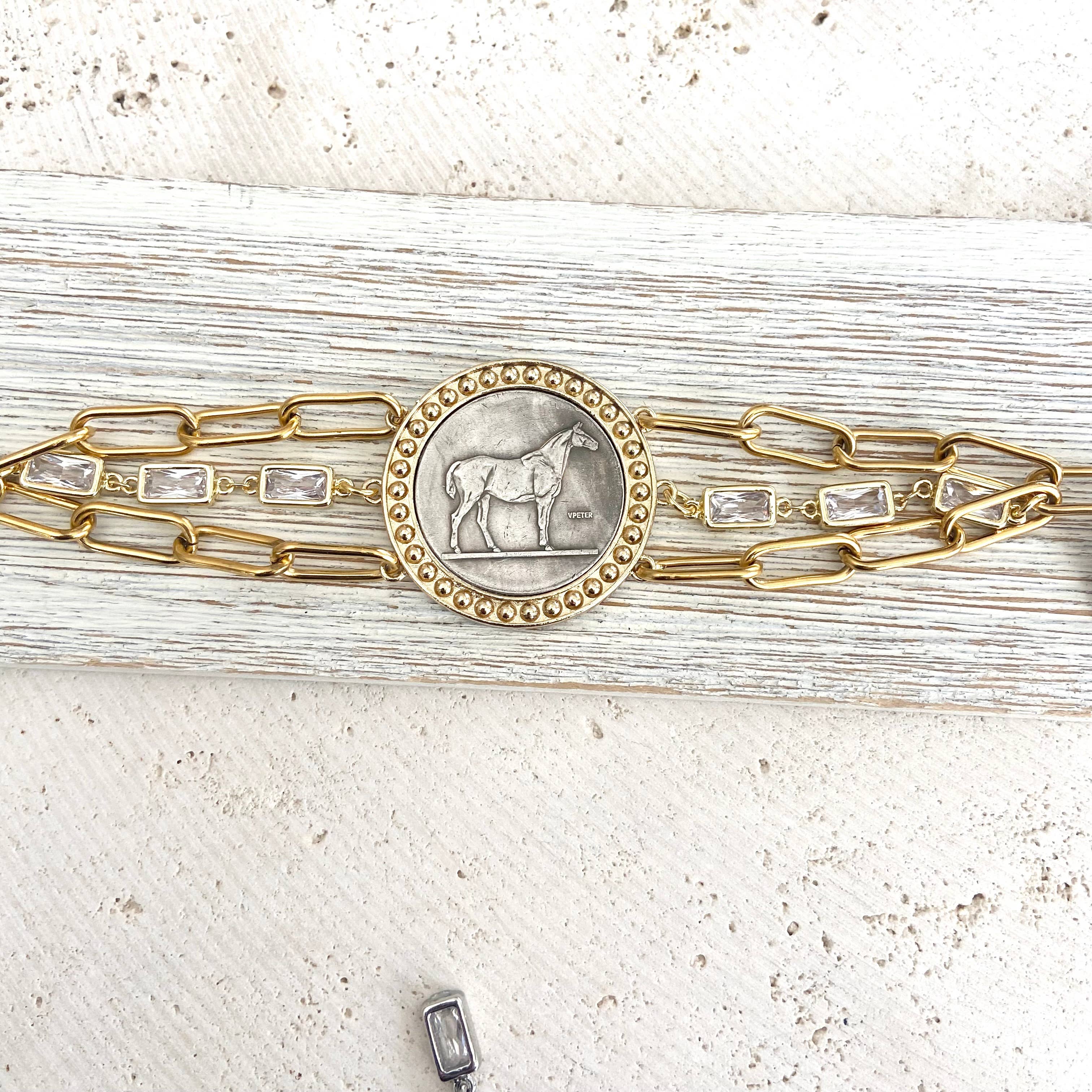 VB&CO Designs Handmade Jewelry - Wholesale Charm/Dangle Bracelet - Horse jewelry coin bracelet country western derby equestrian13