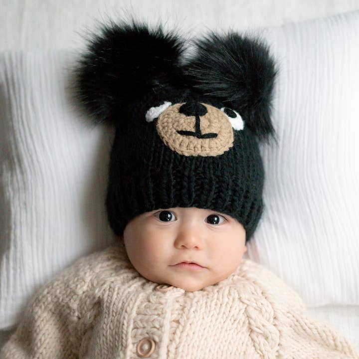 Huggalugs - Wholesale Newborn/Knit Hat - Baby - Black Bear Knit Beanie Hat Baby & Kids1