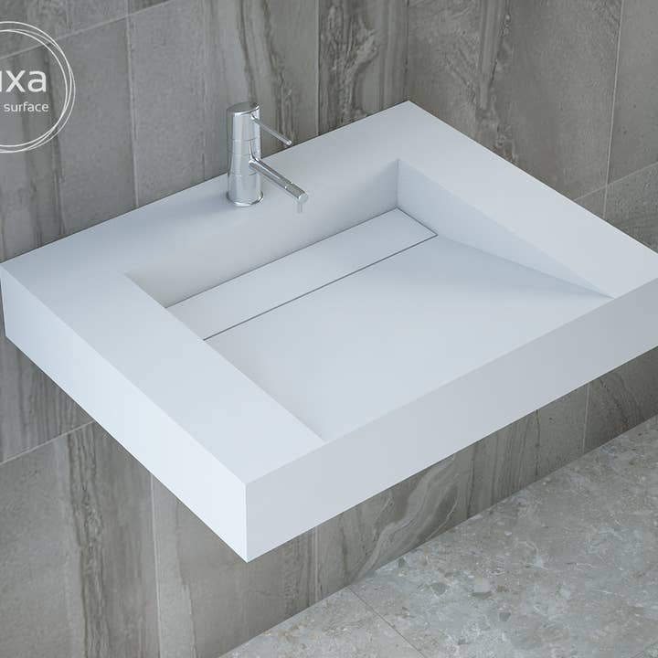 Rechteckiges hängendes Waschbecken aus Solid Surface "EMMY" für den Großhandel von BAINS NEO