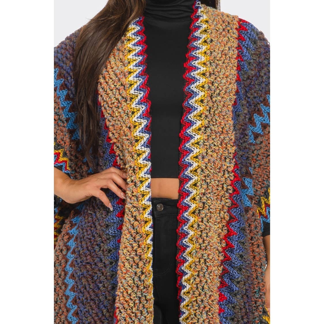 HiteJeans - Vente Cardigan – femme - Cardigan poncho long multicolore9