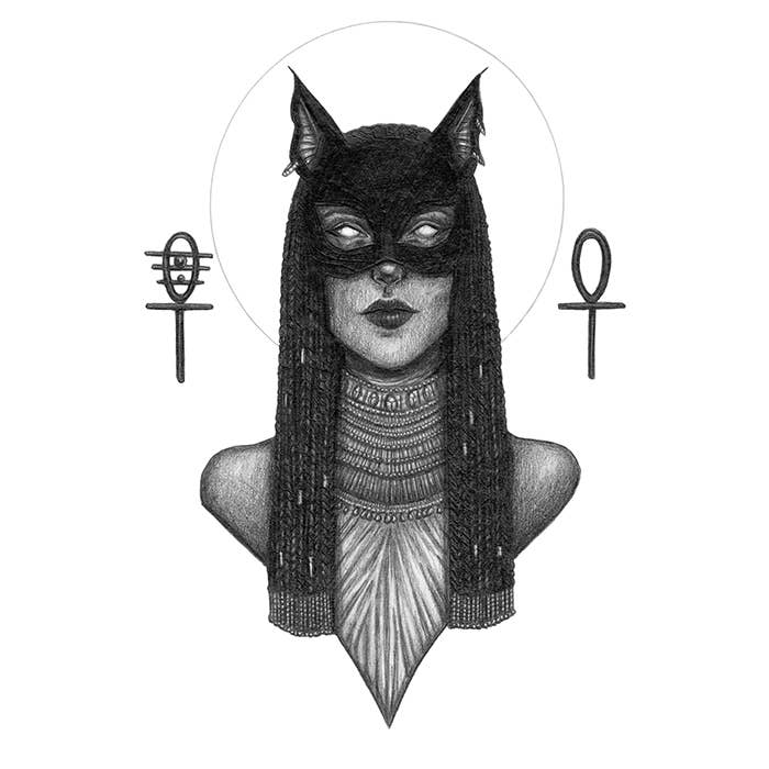 Caitlin McCarthy Art - Wholesale Art Print - Bastet Fine Art Print - Egyptian Goddess of Protection, Cats1