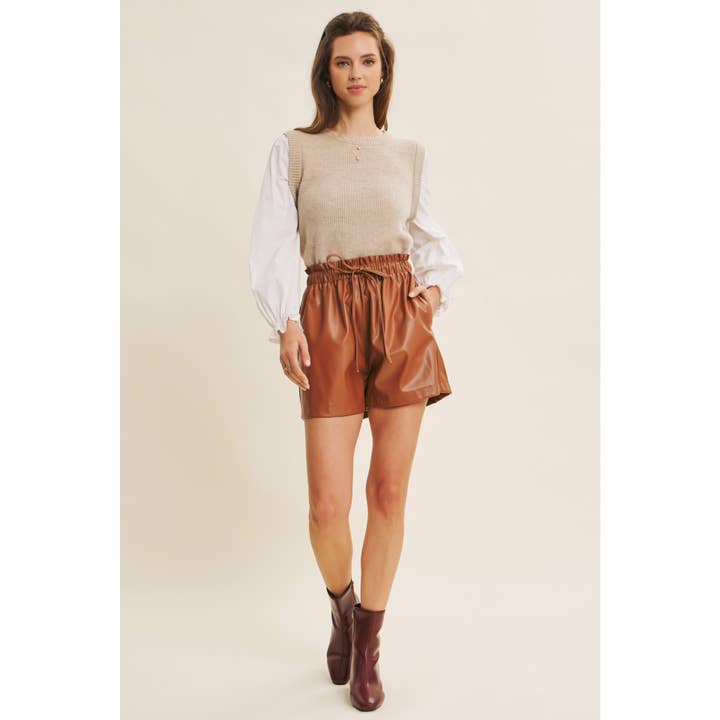 in february - Wholesale Knit Sweater - Women's - SWEATER VEST TOP WITH WOVEN PUFF SLEEVES7