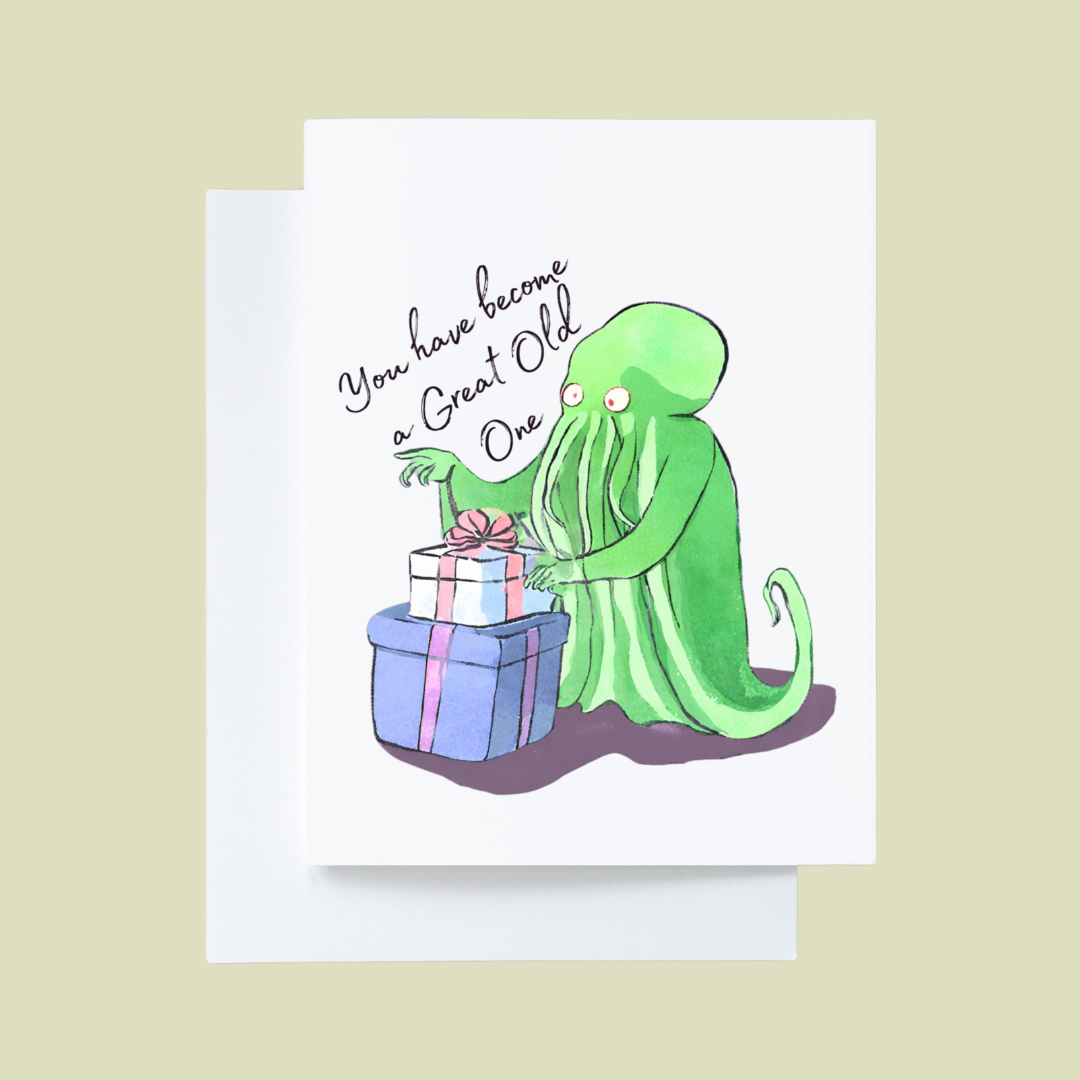 Cryptic Paper Co. – wholesale Födelsedagskort – Cthulhu Stora Gamla En Litterär Nörd Bokhandel Födelsedagskort5