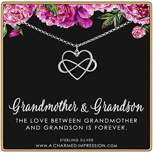 A Charmed Impression – wholesale Pendant/charm necklace – Gift for Grandma • Intentional Grandmother & Grandson Necklace • Infinity Heart Pendant • Sterling Silver • Infinite Love • Jewelry with Meaning1