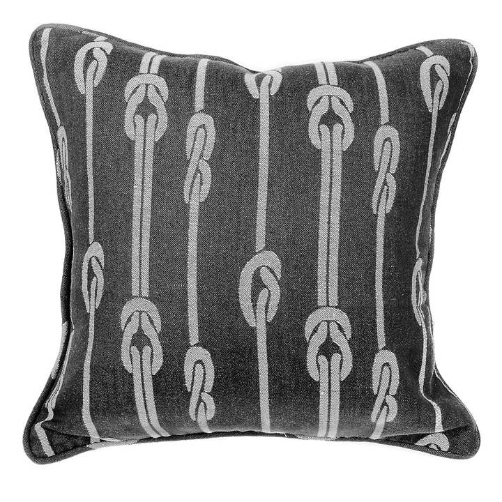 Zip Cushion Cover - Black Rope Design with Insert for wholesale by Accent Linen