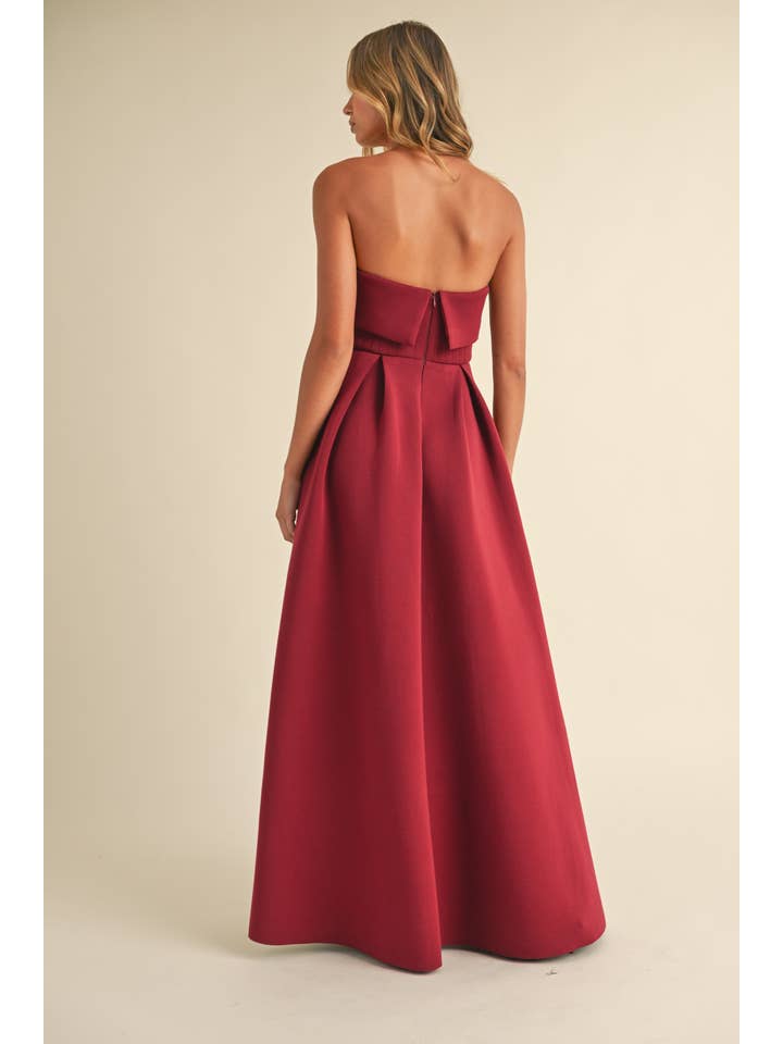 Klesis - Wholesale Dress - Women's - ID8406 CORSET SCUBA FABRIC MAXI DRESS WITH DRAMATIC SLIT