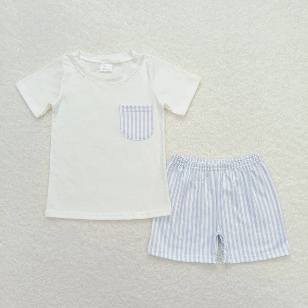 Aier Wholesale - Wholesale Top & Short Set - Kids - Sibling Baby Boys Cotton Pocket Top Shorts Outfits Sets1