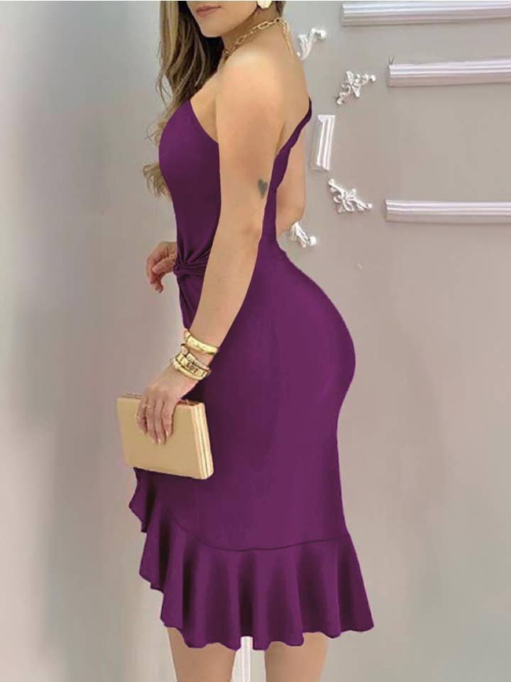 YNIQUE - Wholesale Dress - Women's - Womens One Shoulder Ruched Bodycon Dress Party