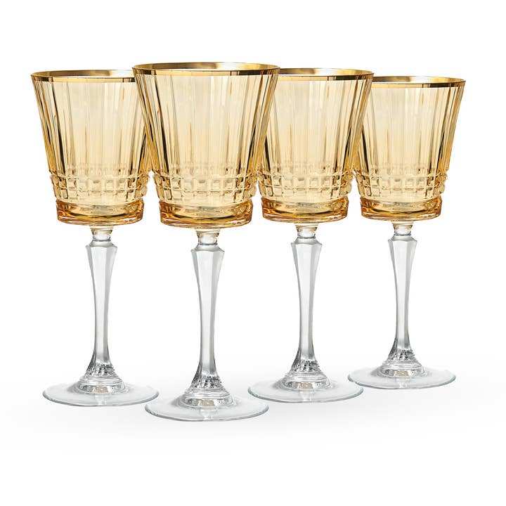 Cristine Amber Gold Rim Red Wine Glass, Set of 4 for wholesale by Godinger